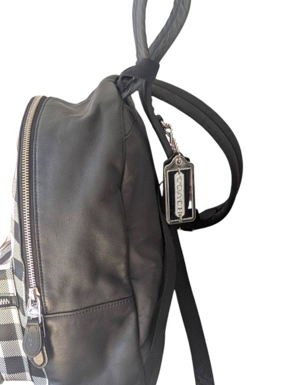 Coach CHARLIE GINGHAM PRINT BLACK/SILVER Backpack & Lg Continental Wallet - Picture 5 of 13